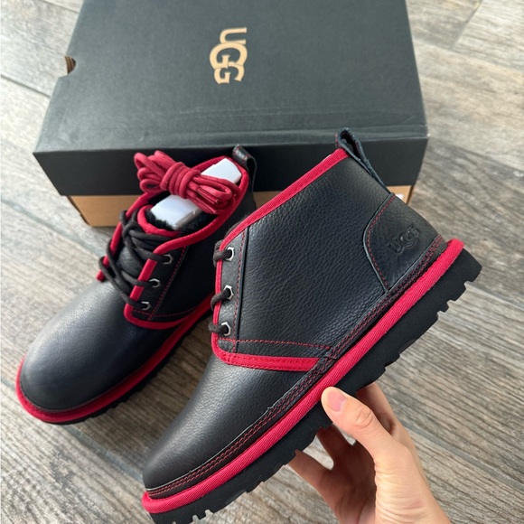Brand New UGG Neumel Leather Men’s Boots “Black/Red” - Picture 2 of 11